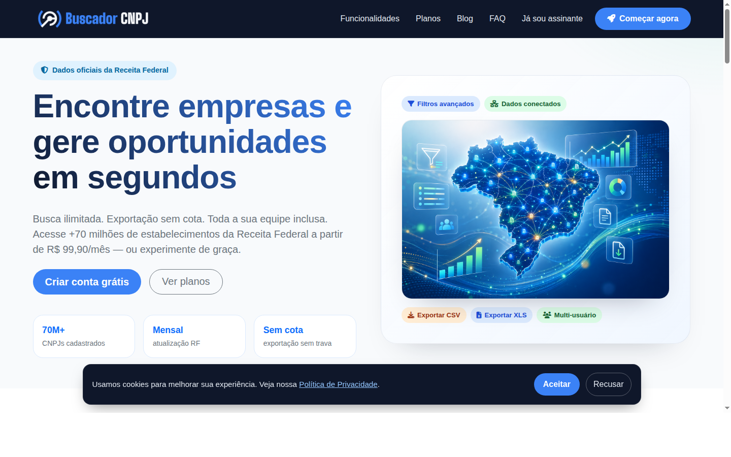 Tela do site Buscador CNPJ