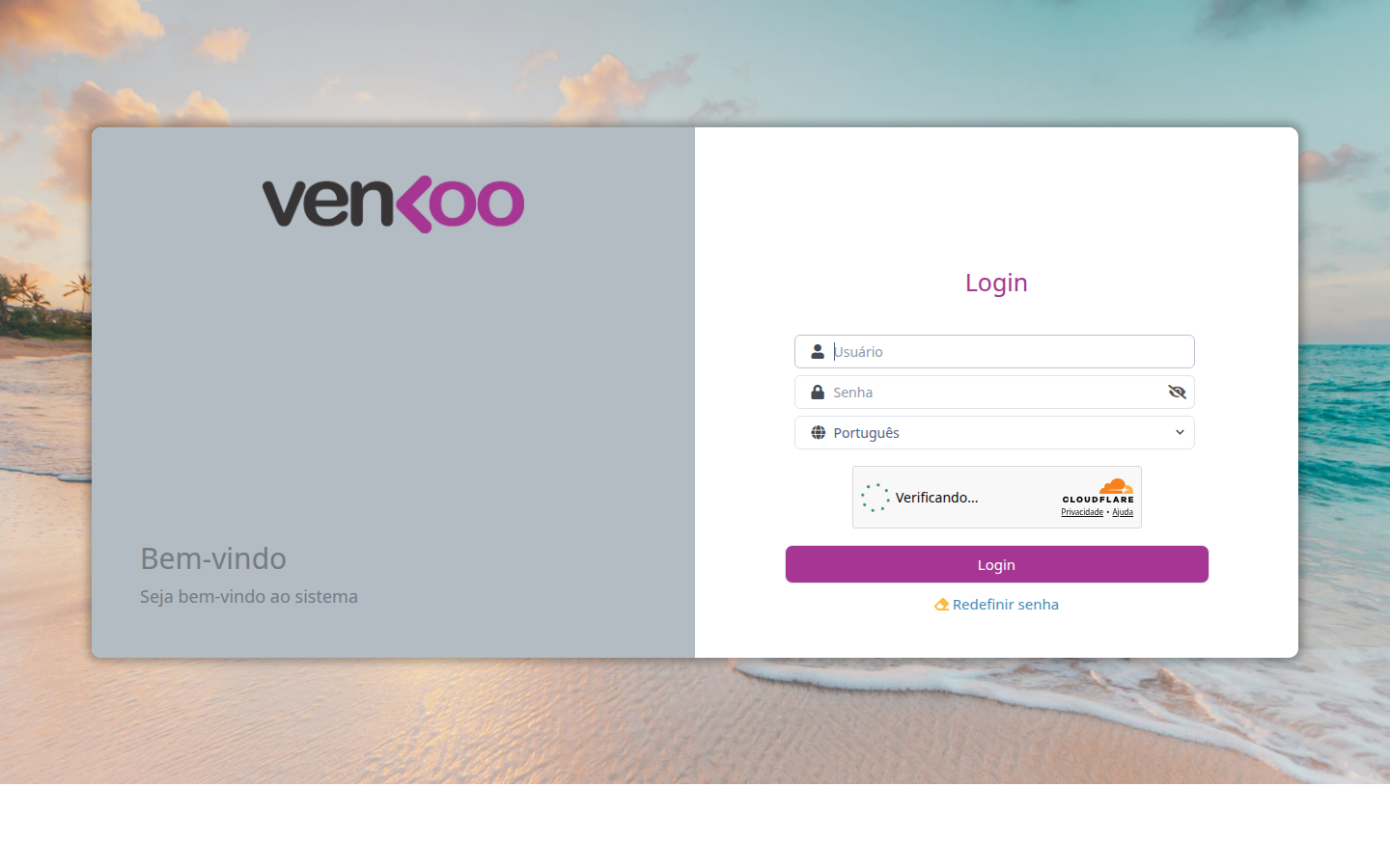 Tela do sistema Venkoo